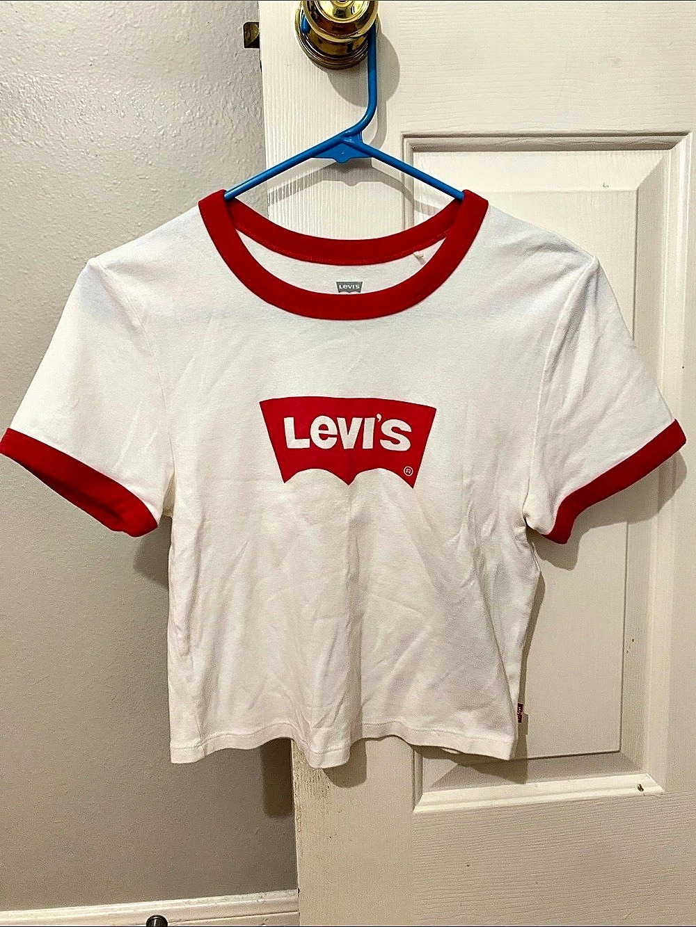 Levi's Graphic Logo Favorite Ringer Tee White & Red Medium